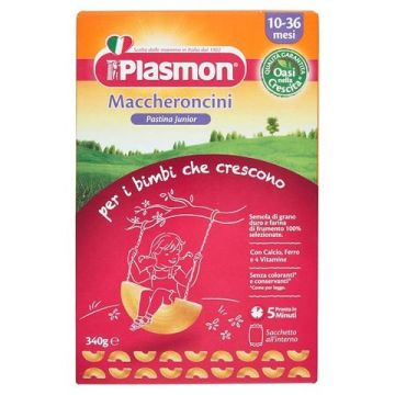 Plasmon Maccheroncini Pasta Junior Mакарони за деца 10М+ 340 гр 