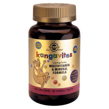 Solgar Kangavites Мултивитамини за деца с вкус на горски плодове х60 дъвчащи таблетки