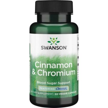 Swanson Cinnamon & Chromium Канела и Хромакс Хром 60 капсули 