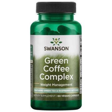 Swanson Green Coffee Complex Комплекс Зелено кафе, зелен чай и малинови кетони 60 капсули