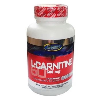  Biogame Л-карнитин за изгаряне на мазнини 500 мг х 60 капсули 