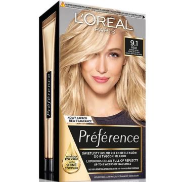L'Oreal Recital Preference Трайна боя за коса, 9.1 Very Light Ash Blonde