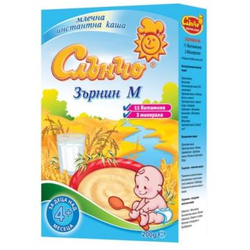 Слънчо Млечна каша Зърнин М 11 витамина 4М+ 200 гр