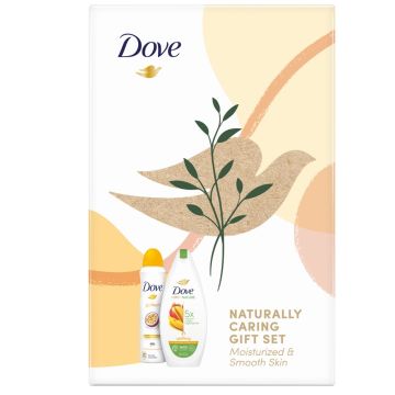 Dove Go Fresh Део спрей 150 мл + Dove Care by Nature Стягащ душ гел 225 мл Комплект за тяло за жени