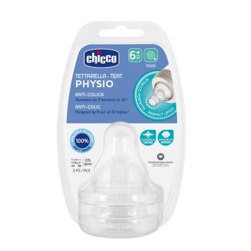 Chicco Physio Физиологичен силиконов биберон за гъсти храни 6M+ 0270 2 бр