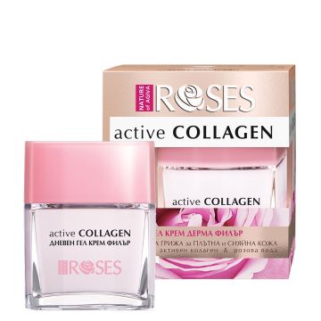 Agiva Roses Active Collagen Дневен гел крем дерма филър 50мл