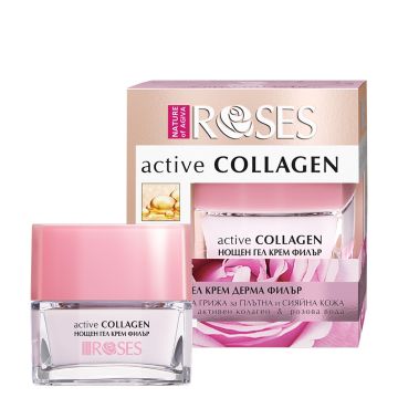 Agiva Roses Active Collagen Нощен гел крем дерма филър 30мл