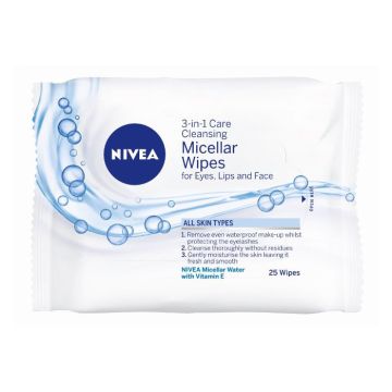 Nivea Cleansing Care Почистващи мицеларни кърпички за лице 3в1 х 25 бр