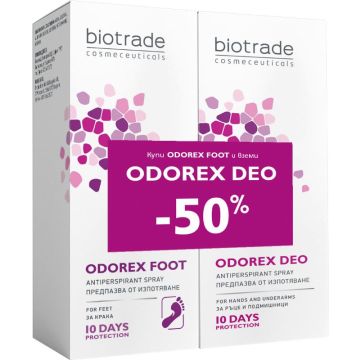 Biotrade Odorex Foot Спрей против изпотяване за крака 40 мл + Biotrade Odorex Дезодорант спрей против изпотяване с удължено действие 40 мл Комплект
