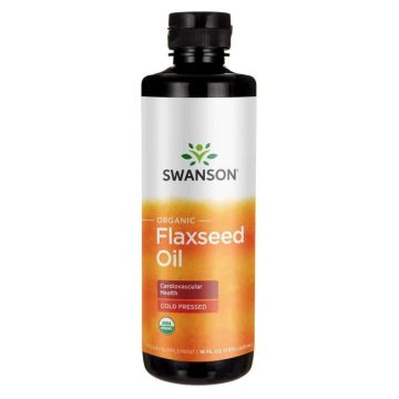 Swanson Organic Flaxseed Oil Био Ленено масло студенопресовано 473 мл 