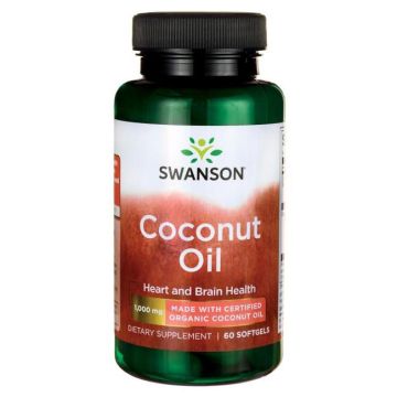 Swanson Coconut Oil Сертифицирано органично кокосово масло 1000 мг 60 меки капсули