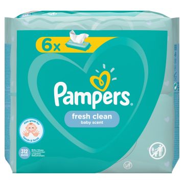 Pampers Fresh Clean Baby Scent Бебешки мокри кърпички 6x52 бр