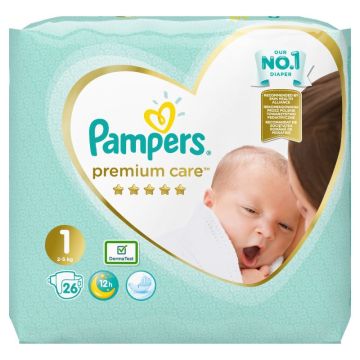 Пелени Papmpers Premium Care Размер 1 New born 26 бр