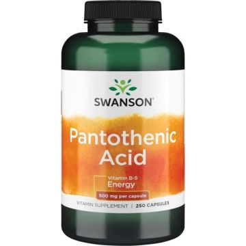 Swanson Pantothenic Acid Пантотенова киселина 500 мг 250 капсули
