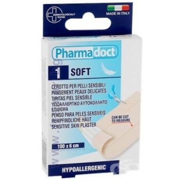 Pharmadoct Soft Пластир лента за чувствителна кожа телесен цвят 100 см х 6 см
