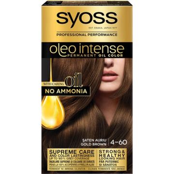 Syoss Oleo Intense Дълготрайна безамонячна крем боя за коса 4-60 Златисто-кафяв