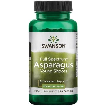 Swanson Full Spectrum Asparagus Young Shoots Пълен спектър Аспержи 400 мг 60 капсули