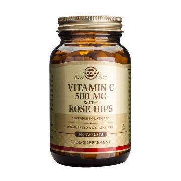 Solgar Vitamin C with Rose Hips Витамин C и Шипка за имунитет 500 мг х100 таблетки