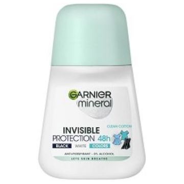 Garnier Mineral Invisible 48h Clean Cotton Black and White Colors Рол-он против изпотяване за жени 50 мл