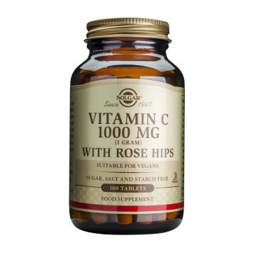 Solgar Vitamin C with Rose Hips Витамин C и Шипка за имунитет 1000 мг х100 таблетки