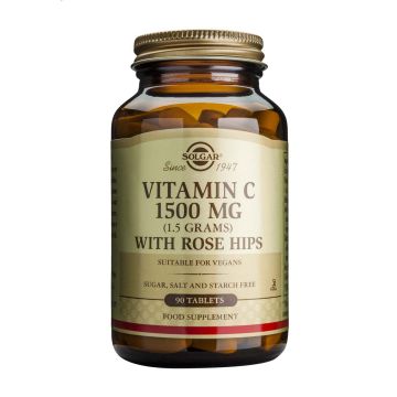Solgar Vitamin C Rose Hips Витамин C и Шипка за имунитет 1500 мг х90 таблетки