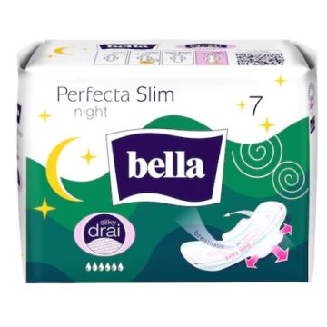 Bella Perfecta Slim Night Ултра тънки нощни превръзки коприна с крилца 7 бр