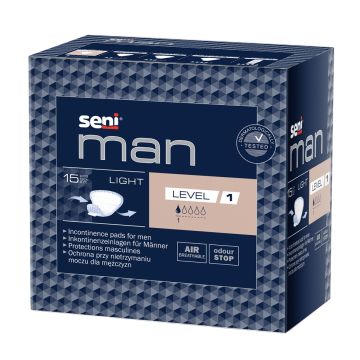 Seni Man Light Урологични подложки за мъже 1 капка Х 15 бр