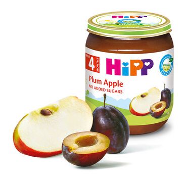 Hipp био пюре сливи и ябълки 4М+ 125 гр