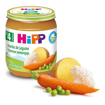 Hipp био пюре различни зеленчуци 4М+ 125 гр