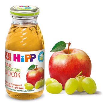 Hipp Био сок ябълка и грозде 4М+ 200 мл