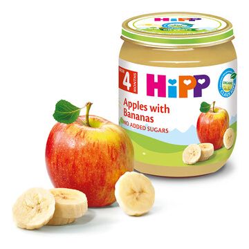Hipp био пюре ябълка с банан 4М+ 125 гр