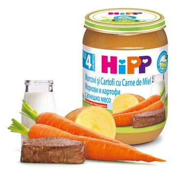 Hipp био пюре моркови, картофи и агнешко 4М+ 190 гр