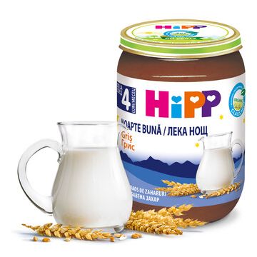 Hipp био млечна каша "Лека нощ" грис 4М+ 190 гр