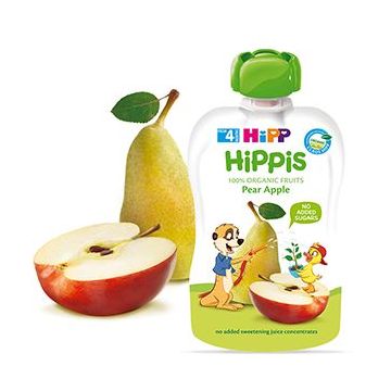 Hipp Hippis забавна закуска ябълка и круша 4М+ 100 гр