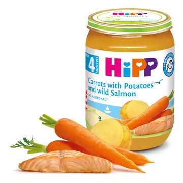Hipp био пюре сьомга с ранни моркови и картофи 4М+ 190 гр