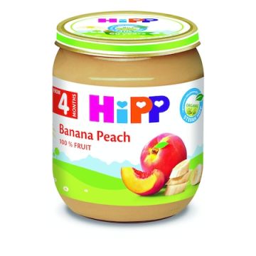 Hipp био пюре праскови и банани 4М+ 125 гр
