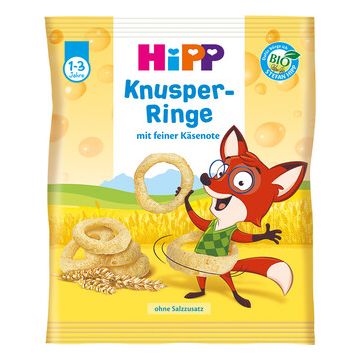 Hipp Knusper - Ringe Био хрупкави кръгчета с твърдо сирене 25 гр