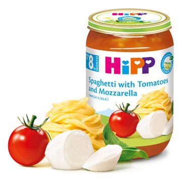 Hipp био пюре спагети с домати и моцарела 8М+ 220 гр