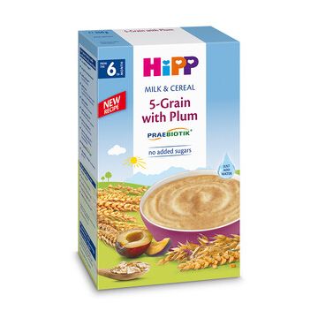 Hipp пребиотик инстантна каша 5 зърнени култури и сливи 6М+ 250 гр