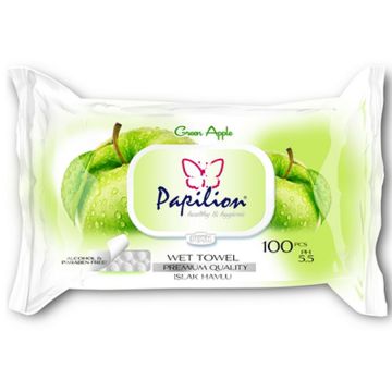 Papilion Мокри кърпи с екстракт от зелена ябълка с капак x100 бр