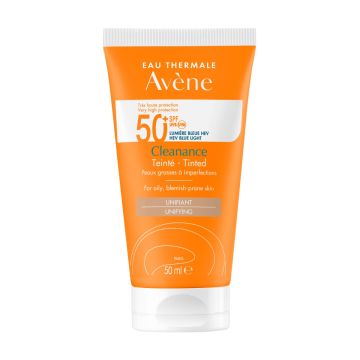 Avene Cleanance Слънцезащитен тониран крем за лице за мазна и акнеична чувствителна кожа SPF50+ 50 мл