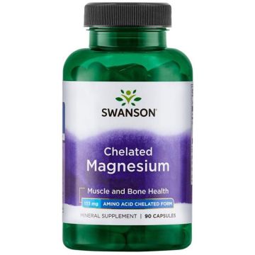 Swanson Chelated Magnesium Албион Хелатиран Магнезиев Глицинат х 90 капсули