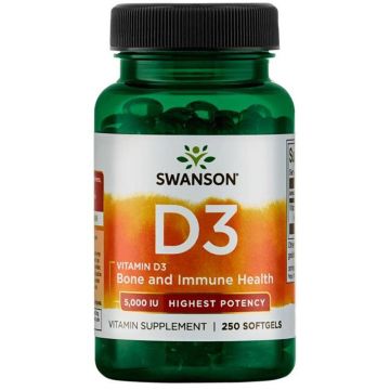 Swanson Vitamin D3 Витамин Д3 5000 IU х 250 капсули