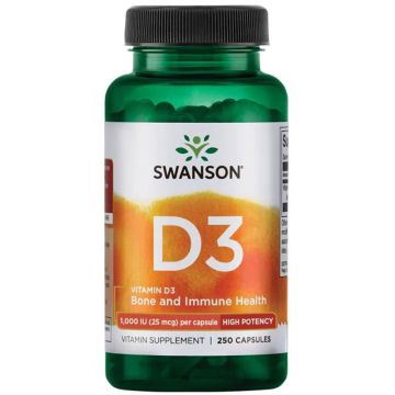 Swanson Vitamin D3 Витамин D3 1000 IU х 250 капсули