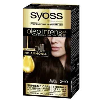 Syoss Oleo Intense Дълготрайна безамонячна крем боя за коса 2-10 Черно-кафяв