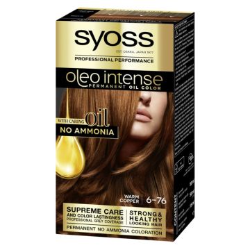 Syoss Oleo Intense Дълготрайна безамонячна крем боя за коса 6-76 Топло Меден