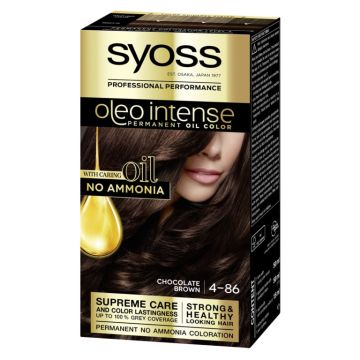 Syoss Oleo Intense Дълготрайна безамонячна крем боя за коса 4-86 Шоколадово кафяв 