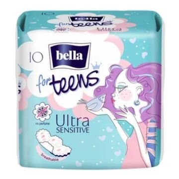 Bella for Teens Ultra Sensitive Дамски превръзки с крилца за тийнейджърки 10 бр