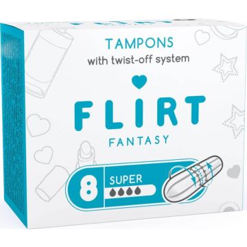 Flirt Fantasy Tampons Super Twist Off Дамски Тампони Супер 4 капки 8 бр
