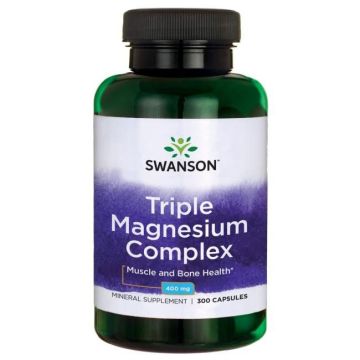 Swanson Triple Magnesium Complex Троен магнезиев комплекс 400 мг х300 капсули